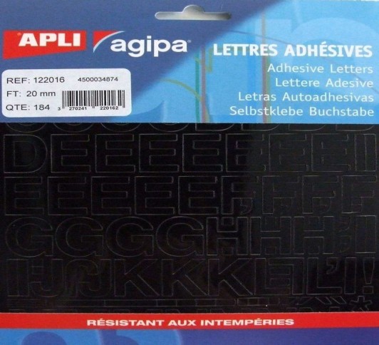 POCH 184 LET ADH NOIR 20 MM (sachet)