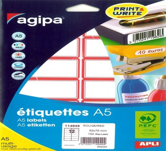 ETUI A5 192 ETQ CADRE ROUGE 32X70