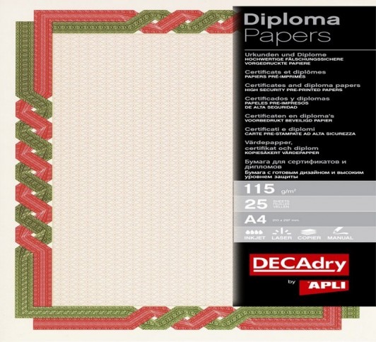 Pack 25 diplômes A4 ROUGE/VERT